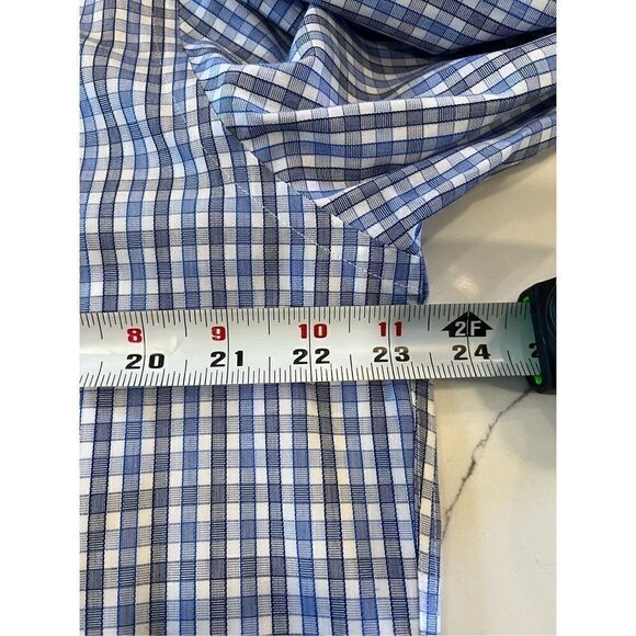 UNTUCKit Men’s Winkle Free Plaid Button Down Shirt Blue White Black - Picture 5 of 8